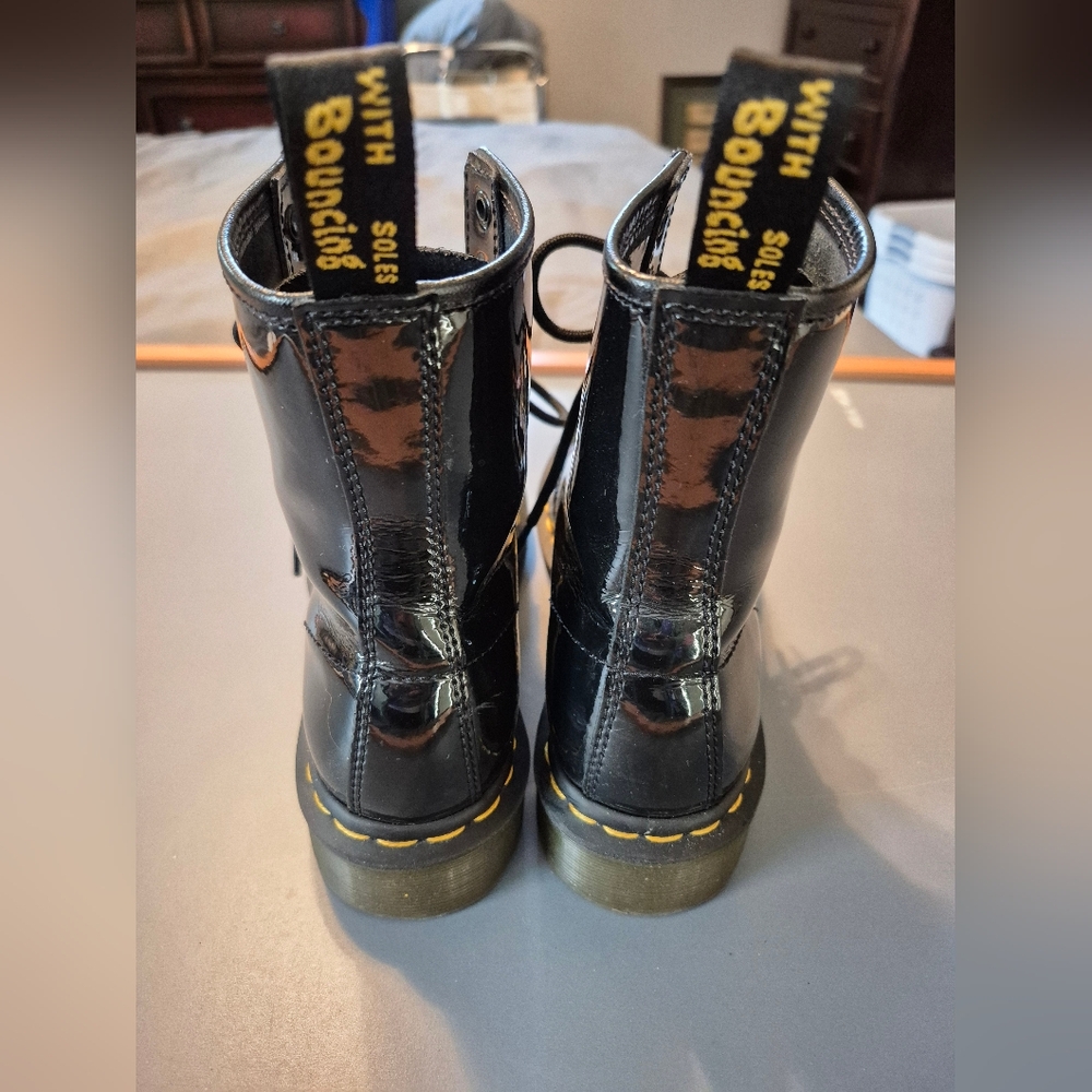 Dr. Martens 1460 8 Eye Black Patent Leather Boots - Picture 2 of 6